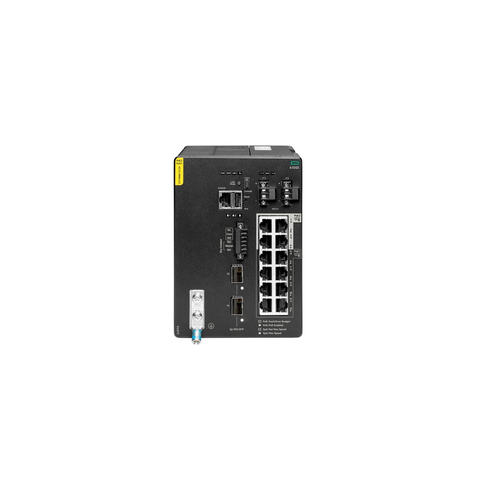 HPE Aruba Networking CX 4100i 12p 1GbE 8p Class4 PoE and 4p Class6 PoE 2p SFP+ DIN Mount Switch