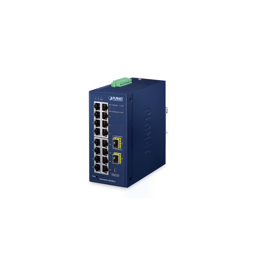 PLANET IP30 Industrial L2/L4 16-Port Gestito L2/L4 Gigabit Ethernet (10/100/1000) Blu