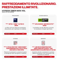 HP E4EU1EA PC/stazione di lavoro Intel Core Ultra 7 32 GB DDR5-SDRAM NVIDIA GeForce RTX 5090 Windows 11 Home Tower Nero