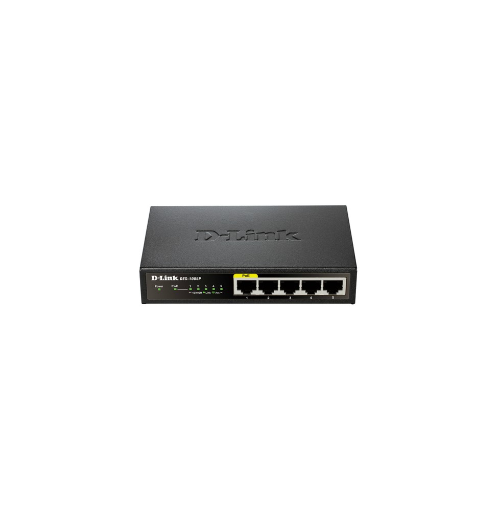 D-Link DES-1005P Non gestito L2 Fast Ethernet (10/100) Supporto Power over Ethernet (PoE) Nero