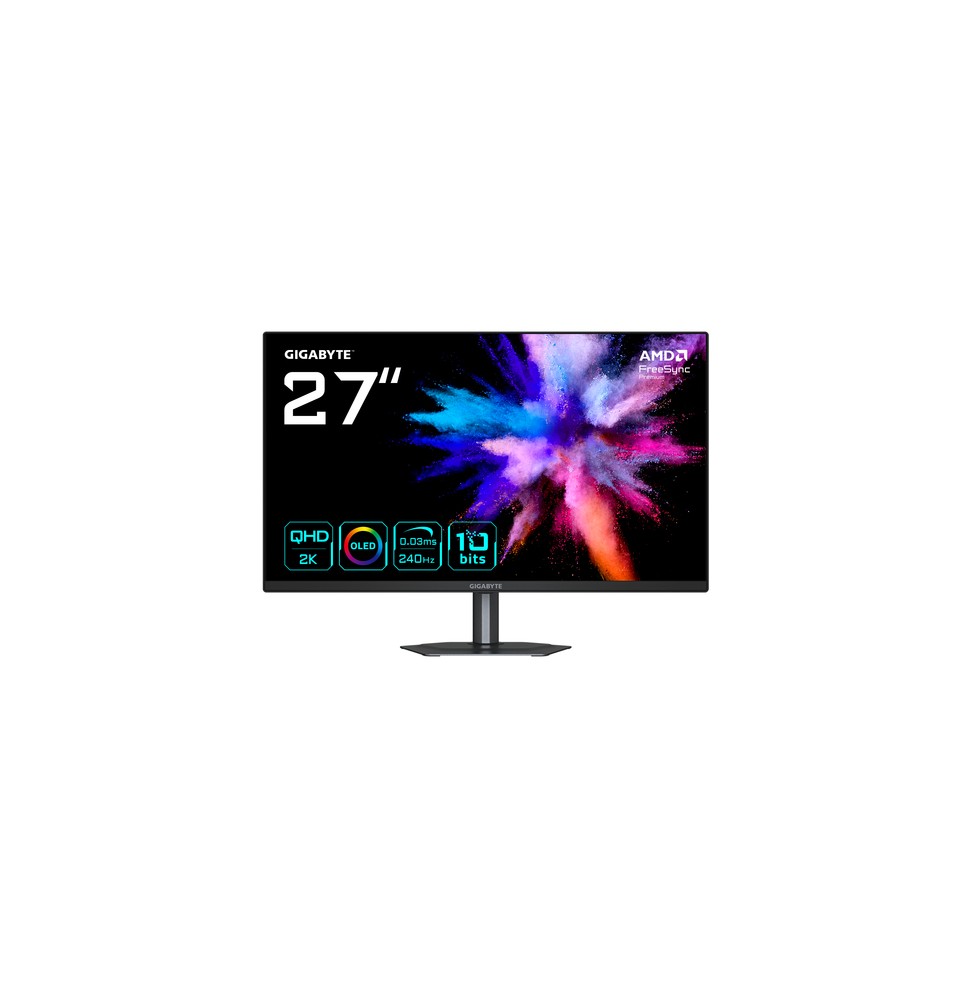 GIGABYTE GO27Q24 27” Monitor Gaming OLED 2K QHD - 2560 x 1440, 240Hz, 0.03ms, 400 cd/m², FreeSync Premium, HDMI 2.0,