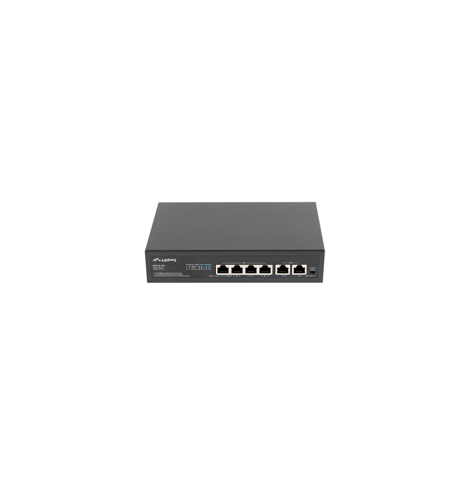 Lanberg RSFE-4P-2FE-60 switch di rete Non gestito Fast Ethernet (10/100) Supporto Power over Ethernet (PoE) 1U Nero